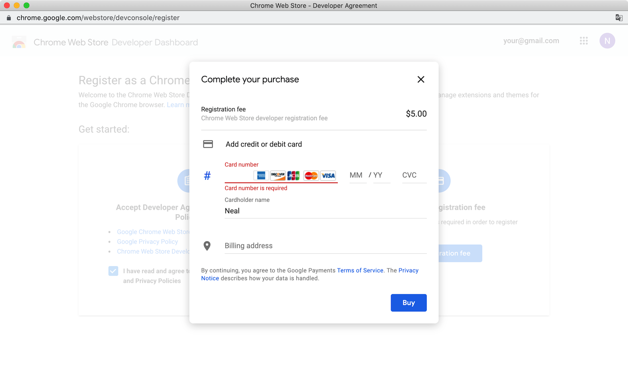 如何注册 Chrome Web Store 开发者账号