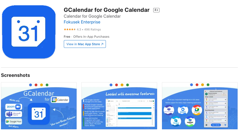 GCalendar for Google Calendar需要付费